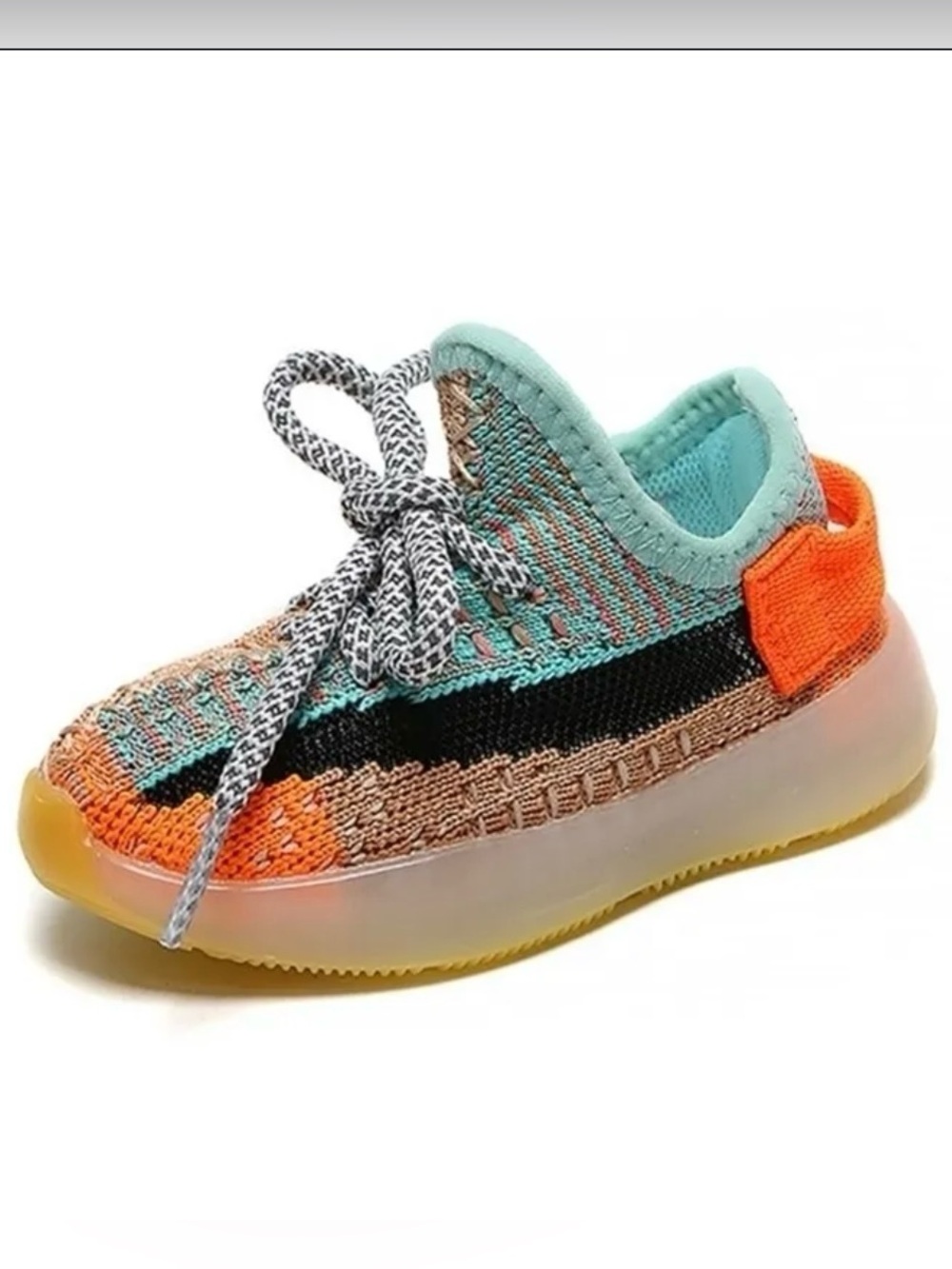 Kids Multi-Color Knit Athletic Shoes - Aqua, Orange & Black